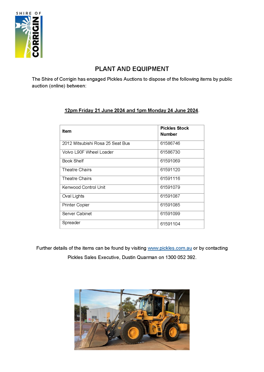Plant & Equipment for Auction